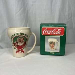 Coca Cola Coke Santa Claus 1989 Christmas Mug 4 1/4" Tall Haddon Sundblom Handle
